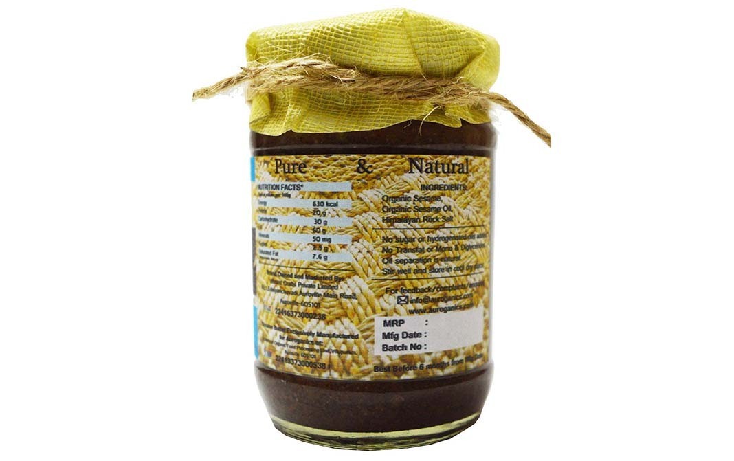 Auroganics Rich Creamy Sesame Butter    Glass Jar  250 grams